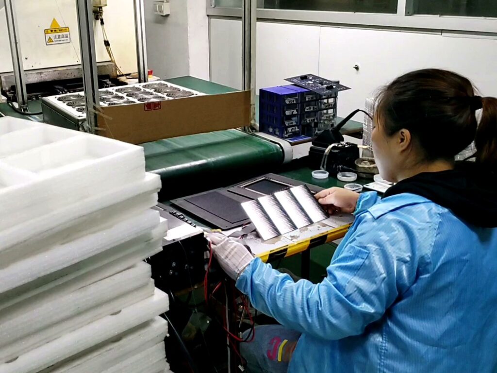 LED module testing in the electronics workshop