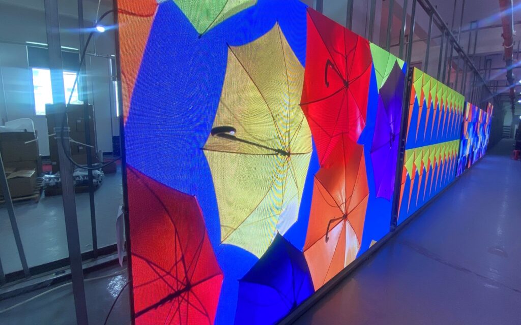 LED display panels in testing area